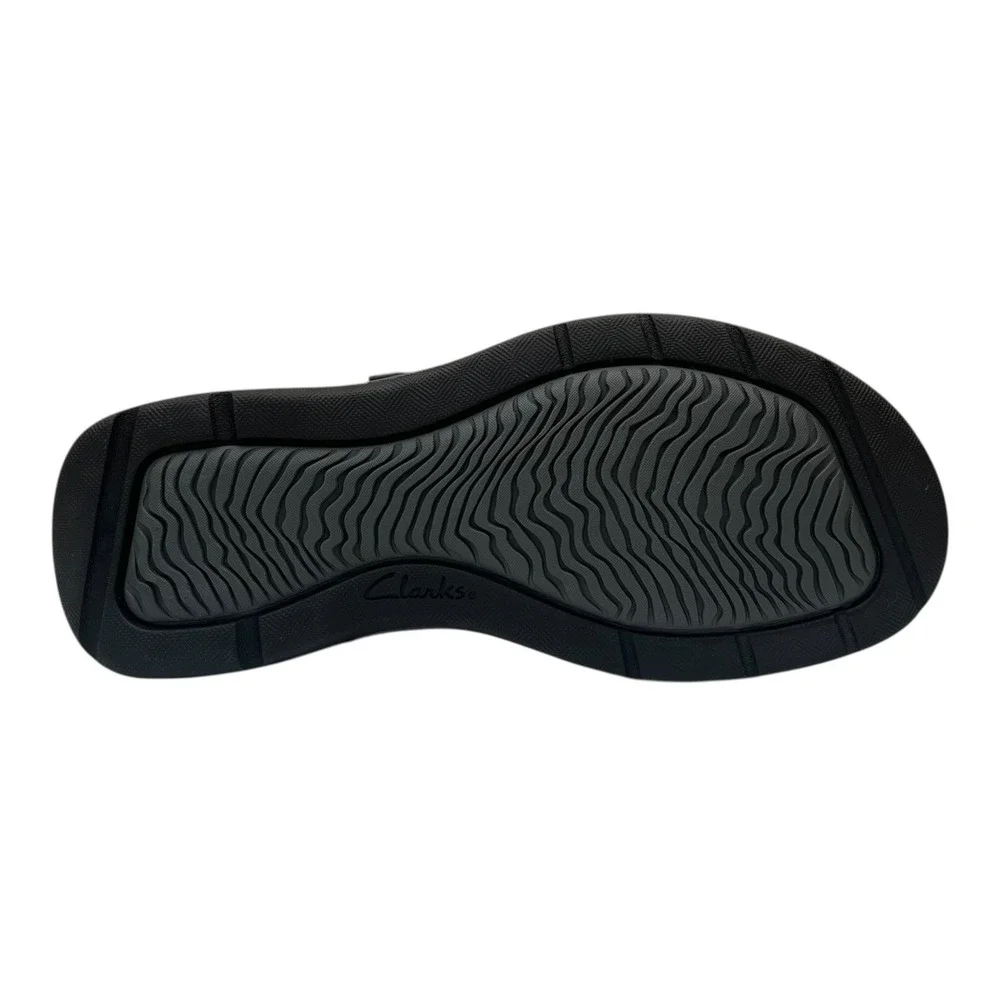 Clarks Mens Saltway‎ Trail Leather Sandal Size 11 Solid Black Adjustable Sporty